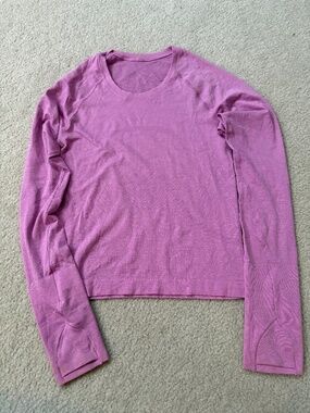 LULULEMON SWIFTLY TECH LONG - SLEEVE SHIRT 2.0 *RACE LENGTH Pink Frosting Sz 4